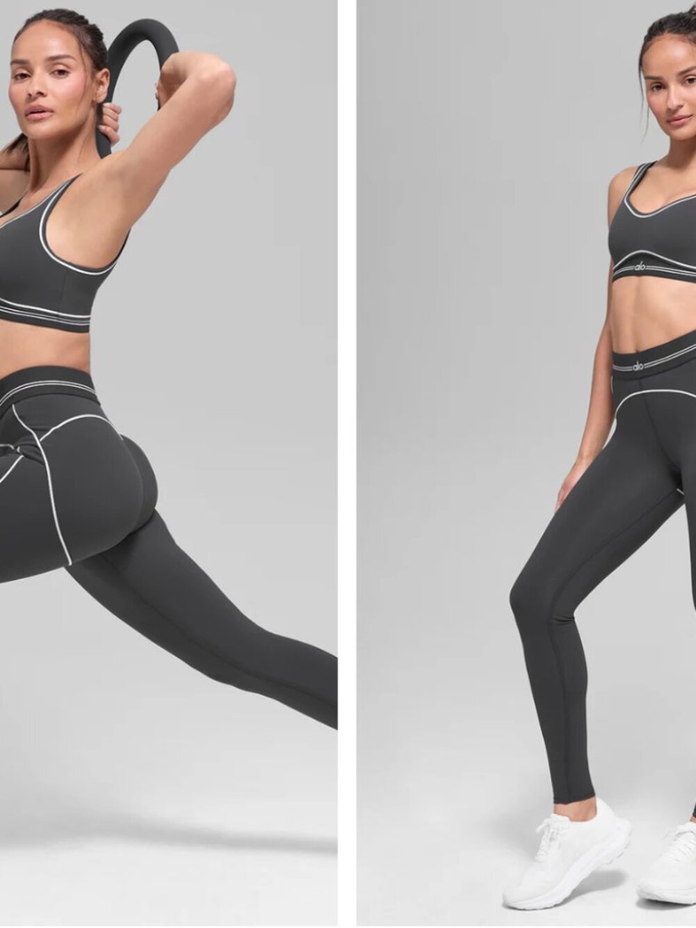Alo Yoga Airlift Suit Up Bra & Legging Set | Black/White | Size S